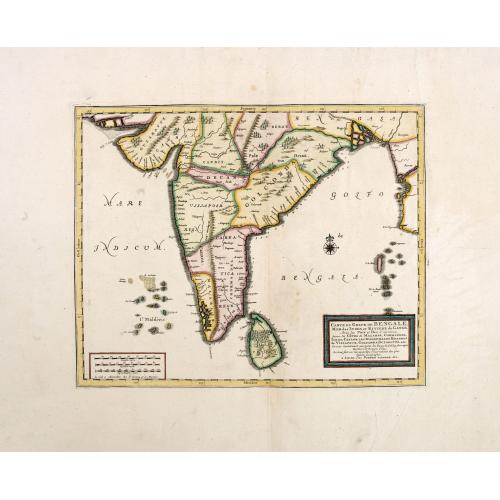Carte du Golfe de Bengale, Mer de Indes, et Riviere du Gange, Avec les Pais et Iles d'alentour, Savoir les Cotes de Malabar, Cormandel, Ile de Ceylon, Les Maldives . . .
