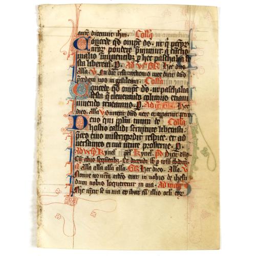 Manuscript leaf from a very early [around 1300] Breviary.