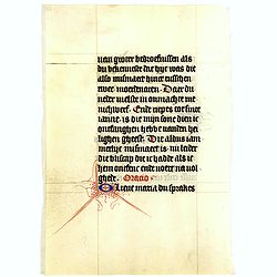 Manuscript leaf on vellum from a Dutch Book of Hours.