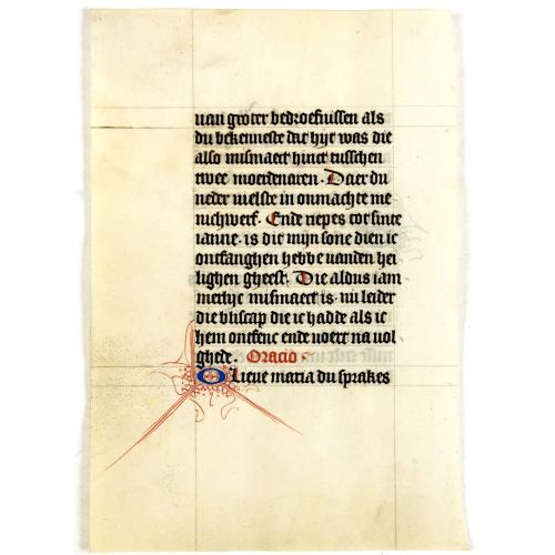 Old map image download for Manuscript leaf on vellum from a Dutch Book of Hours.