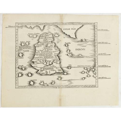 Old map image download for Taprobana Ins. Tabula XII Asiae. [Sri Lanka.]