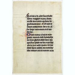 Manuscript leaf on vellum from a Dutch Book of Hours.