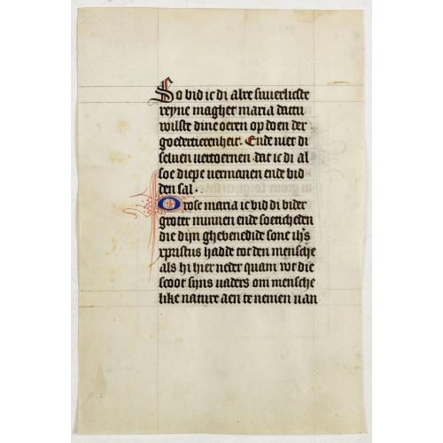 Old map image download for Manuscript leaf on vellum from a Dutch Book of Hours.