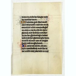 Manuscript leaf on vellum from a Dutch Book of Hours.