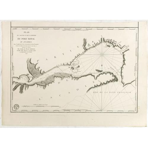 Old map image download for Plan du Bassin et de la Riviere du Port Royal ou Annapolis, dans l'Acadie sur la Cote Orientale de la Baie Francois . . .