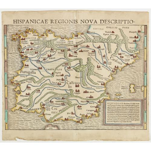 Old map image download for Hispaniam dividunt à Gallia. . . (Spain and Portugal)