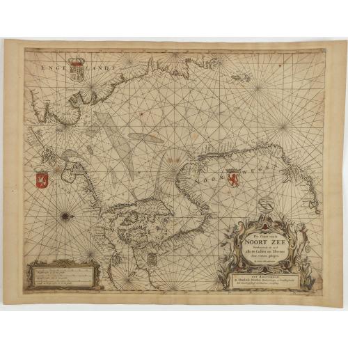 Old map image download for Pas Caart van de Noort Zee Verthoonende in zich alle de Custen en Havens daer rontom gelegen.