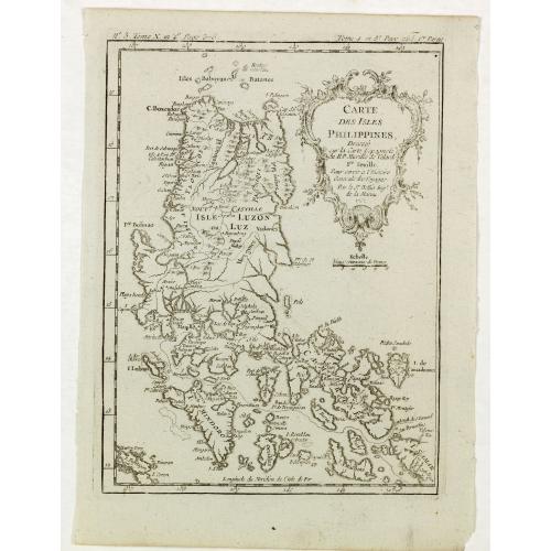 Old map image download for Carte des isles Philippines, dressée sur la carte espagnole du R.P. Murillo de Velarde. Ire feuille. . . 1752.