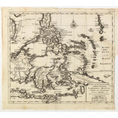 Old map image download for Nuova et Accurata Carta dell' Isole Filippine, Ladrones, a Moluccos o Isole della Speziarie come anco Celebes &c.