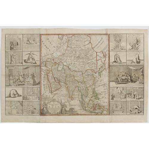 Old map image download for A New and Correct Map of Asia Laid down from the latest and best Observations Humbly Inscribed to his Royal Highness George, Prince of Wales. . . [2 subtitles:] Several Representations of the Customs Manners etc. of Divers Parts of Asia. . .