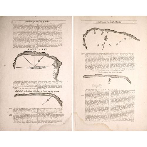 Old map image download for Two double sided pages No's 25 & 26 ‘Directions for the coast of Arabia.' 27 & 28 Directions for the Coast of Persia & ‘Directions for the coast of Arabia