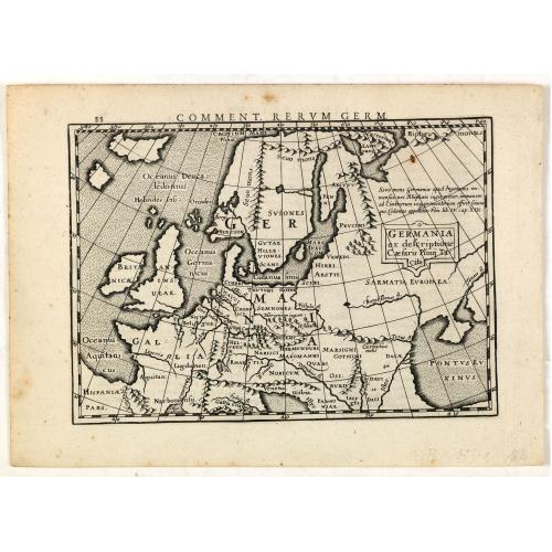 Old map image download for Germania ex descriptione Caesaris Plinij Taciti.