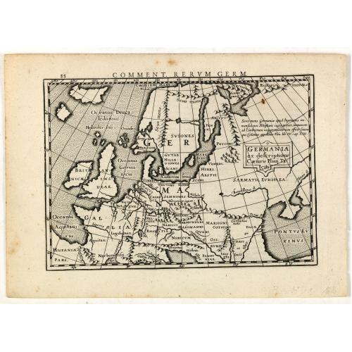 Old map image download for Germania ex descriptione Caesaris Plinij Taciti.