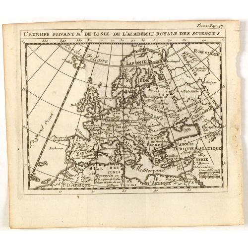 Old map image download for L'Europe suivant Mr. De Lisle de L'Academie Royale des Scienes.