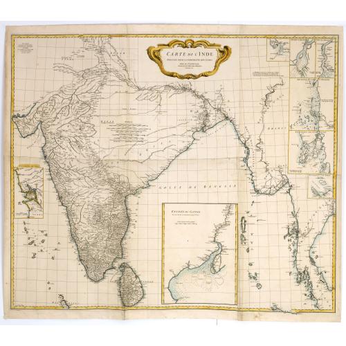 Old map image download for Carte de l'Inde Dressee pour la Compagnie des Indes par le Sr. d'Anville Secretaire de S.A.S.Mgr. le Duc d'Orleans Novembre 1752.