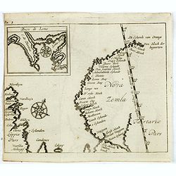 (Map of Nova Zembla with inset of Baye de Loms.)