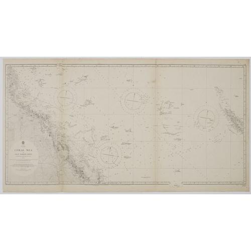 Old map image download for Australia, Coral Sea and Great Barrier Reefs shewing the inner and outer routes to Torres Strait. Sheet 1. . .