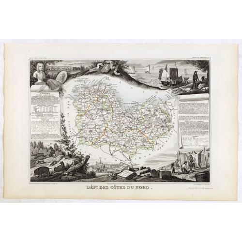 Old map image download for Dépt. Des Côtes Du Nord. N°21. [ St.Brieuc and St.Malo ]