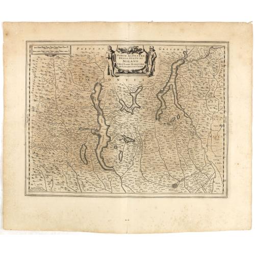 Old map image download for Parte Alpestre dello Stato di Milano con il Lago Maggiore di Lugano, é di Como.