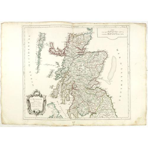 Old map image download for L'Ecosse divisée en Shires et Comtés.