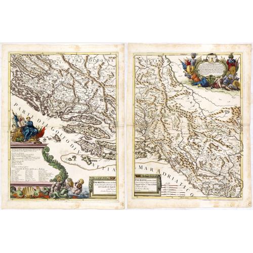 Old map image download for [Two sheet map] Dalmatia maritima occidentale, Dalmatia maritima orientale descritta sù l'esemplare delle carte piú esatte e divisa. . .