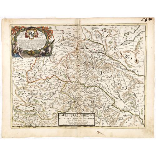Old map image download for Parte della Schiavonia, overo Slavonia, aggiuntavi la contea di Cilles e Windisch mark abitate da populi slavini, ò slavi. . .