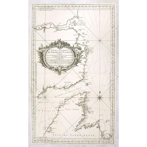 Suite de la carte réduite du Golphe de St Laurent contenant les costes de Labrador . . . le détroit de Belle-Isle et partie des cotes de l'Isle de Terre neuv