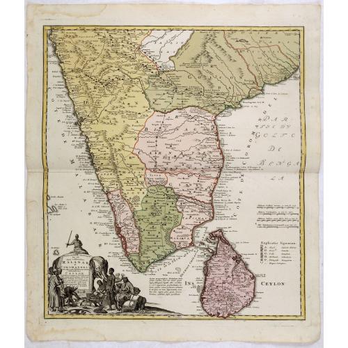 Old map image download for Peninsula Indiae Malabar Coromandel Ceylon.