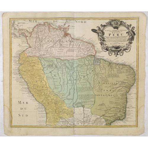 Tabula Americae Specialis Geographica Regni Peru, Brasiliae, Terra Firmae & Reg: Amazonum, Secundum relationes de Herrera, de Laet & PP d Acuña & M. Rodriguez . . .
