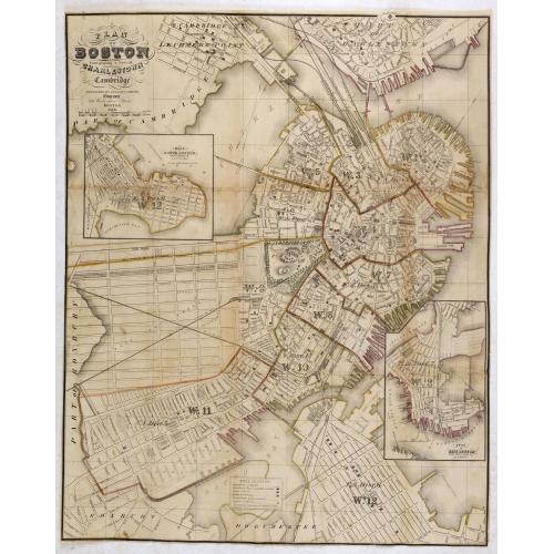 Old map image download for Plan Of Boston Comprising a Part of Charlestown and Cambridge. Published by George G. Smith, Engraver, Washington Street Boston 1855..