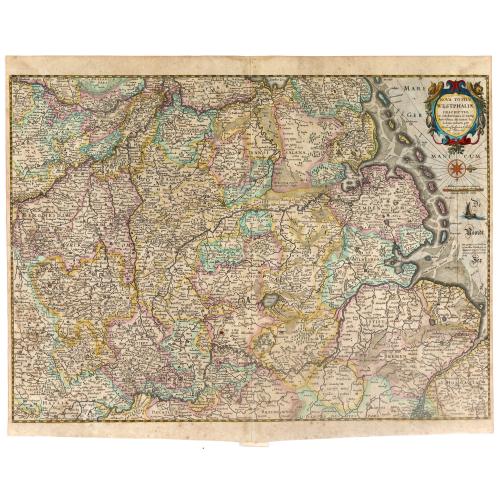 Old map image download for Nova totius Westphalia descriptio / ex celeberrimis et variis autoribus in unam tabulam redacta per Nicolaum Janssonium Visscher aut . . .