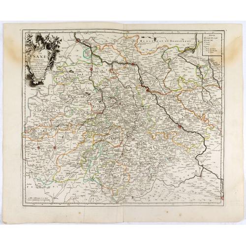 Old map image download for La Saxe Contenant le Routes et les postes. . .