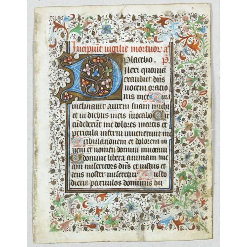 Leaf from a French book of hours, on vellum.