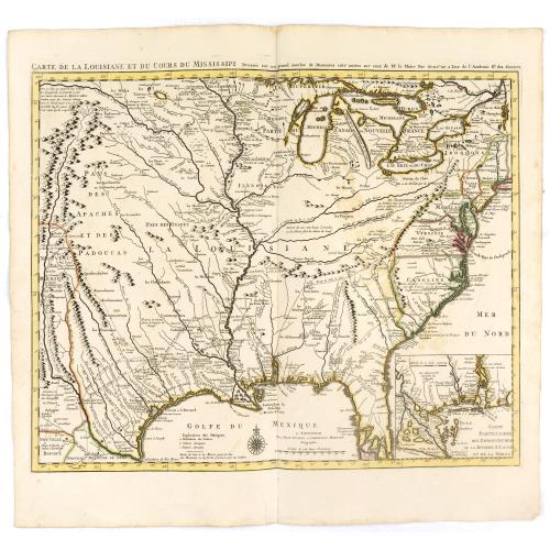 Old map image download for Carte de la Louisiane et du Cours du Mississipi Dressée sur un grand nombre de Memoires..