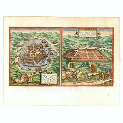 Mexico regia et celebris Hispaniae Novae civitas [with] Cusco regni Peru in novo orbe caput.