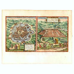 Mexico regia et celebris Hispaniae Novae civitas [with] Cusco regni Peru in novo orbe caput.