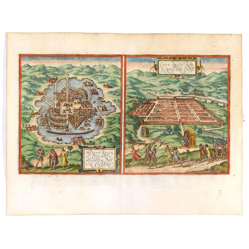 Mexico regia et celebris Hispaniae Novae civitas [with] Cusco regni Peru in novo orbe caput.