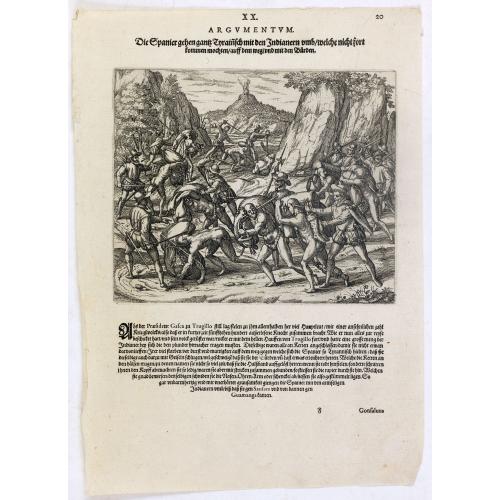 Old map image download for Die Spanier gehen gantz Tyraiñsch mit den Indianern umb welche nicht fort kommen mochten . . .
