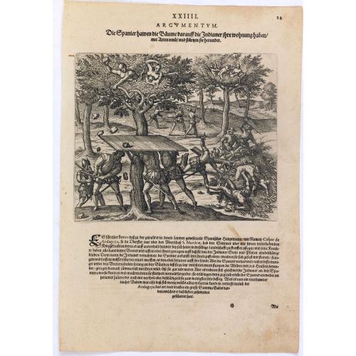 Old map image download for Die Spanier hawen die Bäume darauff die Indianer ihre wohnung haben mit Axten umb und stürtzen sie herunder.