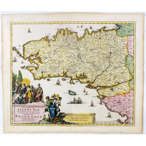 Old map image download for Nobm° Prudm°qs Vìro Joanni Six ... hanc novissimam Britanniae, olim Armoricae, tabulam summa veneratione d.d.d. Petrus Persoy.