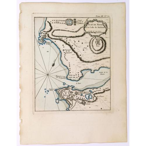 Old map image download for Plan de Maye a la Coste de Malabar.