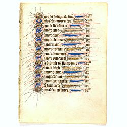 Leaf on vellum from a manuscript Book of Hours.