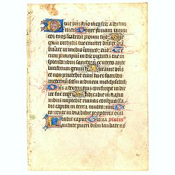 Leaf on vellum from a manuscript Book of Hours.