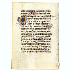 Leaf on vellum from a manuscript Book of Hours.