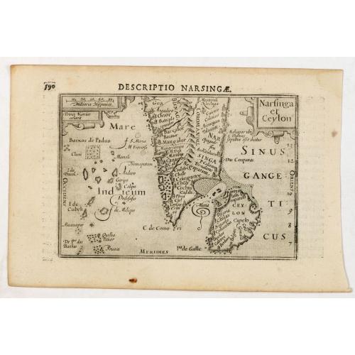 Old map image download for Descriptio Narsingae / Narsinga et Ceylon.