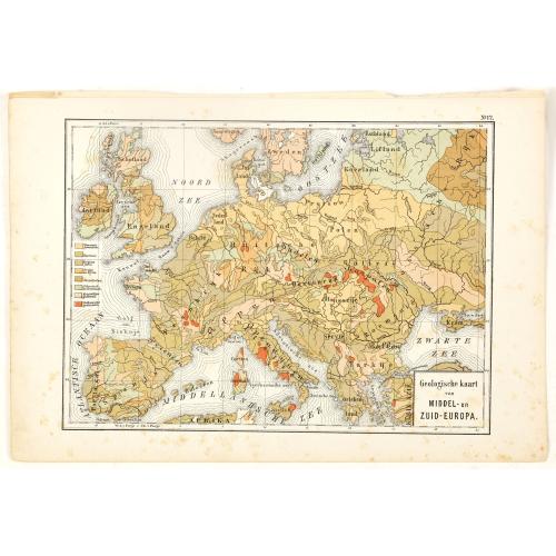 Old map image download for Geologische Kaart van Middel- en Zuid-Europa.