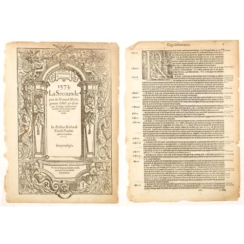 [Title Page] 1573 La Seconde part du Graund Abridgement Collect & escrie