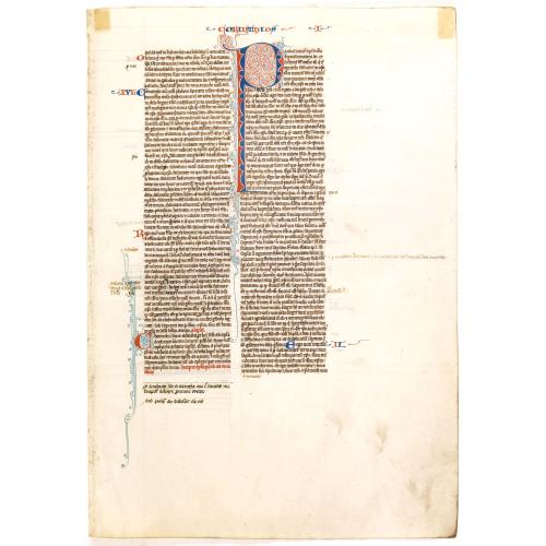 A large leaf of a 13th. century French bible.