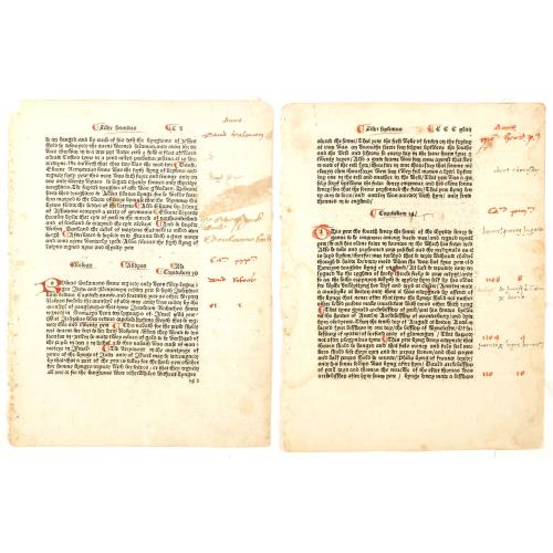 Two pages of English text from a Incunabula.