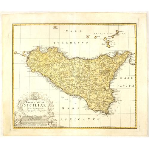 Old map image download for Regni & Insulae Siciliae tabula geographica. . .